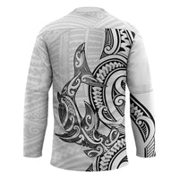 New Zealand Hammerhead Shark Hockey Jersey Maori Haehae Mangopare White LT14 - Polynesian Pride