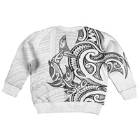 New Zealand Hammerhead Shark Kid Ugly Christmas Sweater Maori Haehae Mangopare White LT14 - Polynesian Pride