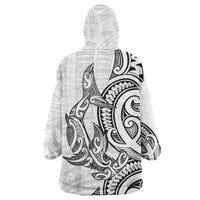 New Zealand Hammerhead Shark Wearable Blanket Hoodie Maori Haehae Mangopare White LT14 - Polynesian Pride