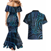 New Zealand Hammerhead Shark Couples Matching Mermaid Dress and Hawaiian Shirt Maori Haehae Mangopare Galaxy LT14 - Polynesian Pride