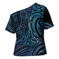 New Zealand Hammerhead Shark Cross Shoulder Shirt Maori Haehae Mangopare Galaxy LT14 - Polynesian Pride