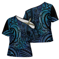 New Zealand Hammerhead Shark Cross Shoulder Shirt Maori Haehae Mangopare Galaxy LT14 - Polynesian Pride