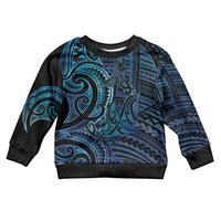 New Zealand Hammerhead Shark Kid Ugly Christmas Sweater Maori Haehae Mangopare Galaxy LT14 Kid Blue - Polynesian Pride