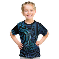 New Zealand Hammerhead Shark Kid T Shirt Maori Haehae Mangopare Galaxy LT14 Blue - Polynesian Pride