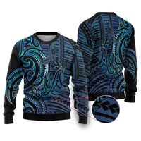 New Zealand Hammerhead Shark Ugly Christmas Sweater Maori Haehae Mangopare Galaxy - Polynesian Pride