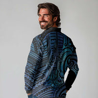 New Zealand Hammerhead Shark Long Sleeve Polo Shirt Maori Haehae Mangopare Galaxy LT14 - Polynesian Pride