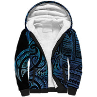 New Zealand Hammerhead Shark Sherpa Hoodie Maori Haehae Mangopare Galaxy LT14 Unisex Blue - Polynesian Pride