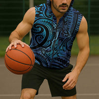New Zealand Hammerhead Shark Sleeveless Zip Hoodie Maori Haehae Mangopare Galaxy LT14 - Polynesian Pride