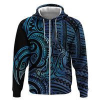 New Zealand Hammerhead Shark Zip Hoodie Maori Haehae Mangopare Galaxy LT14 Zip Hoodie Blue - Polynesian Pride