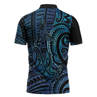 New Zealand Hammerhead Shark Zipper Polo Shirt Maori Haehae Mangopare Galaxy - Polynesian Pride
