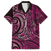 New Zealand Hammerhead Shark Family Matching Tank Maxi Dress and Hawaiian Shirt Maori Haehae Mangopare Pink LT14 Dad's Shirt - Short Sleeve Pink - Polynesian Pride