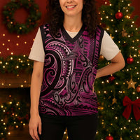 New Zealand Hammerhead Shark Christmas Knitted V-Neck Vest Maori Haehae Mangopare Pink LT14 - Polynesian Pride