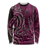 New Zealand Hammerhead Shark Long Sleeve Shirt Maori Haehae Mangopare Pink LT14 Unisex Pink - Polynesian Pride