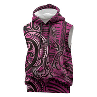 New Zealand Hammerhead Shark Sleeveless Hoodie Maori Haehae Mangopare Pink LT14 Pink - Polynesian Pride