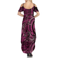 New Zealand Hammerhead Shark Summer Maxi Dress Maori Haehae Mangopare Pink LT14 - Polynesian Pride