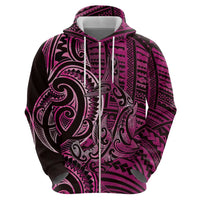 New Zealand Hammerhead Shark Zip Hoodie Maori Haehae Mangopare Pink LT14 - Polynesian Pride