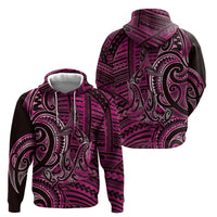 New Zealand Hammerhead Shark Zip Hoodie Maori Haehae Mangopare Pink LT14 - Polynesian Pride