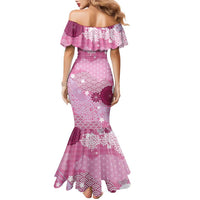 Pink Palaka Japanese Patterns Family Matching Mermaid Dress and Hawaiian Shirt Asanoha Seigaiha Sakura Motif LT14 - Polynesian Pride