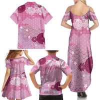 Pink Palaka Japanese Patterns Family Matching Summer Maxi Dress and Hawaiian Shirt Asanoha Seigaiha Sakura Motif LT14 - Polynesian Pride