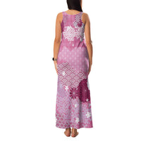 Pink Palaka Japanese Patterns Family Matching Tank Maxi Dress and Hawaiian Shirt Asanoha Seigaiha Sakura Motif LT14 - Polynesian Pride