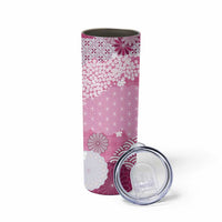 Pink Palaka Japanese Patterns Skinny Tumbler Asanoha Seigaiha Sakura Motif LT14 - Polynesian Pride