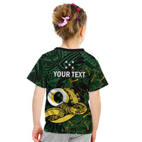 Personalised Solomon Islands Western Province Day Kid T Shirt Sea Turtle Mix Polynesian Hibiscus Pattern LT14 - Polynesian Pride