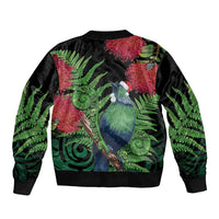 New Zealand Tui Bird Christmas Bomber Jacket Maori Fern Mix Pohotukawa LT14 - Polynesian Pride