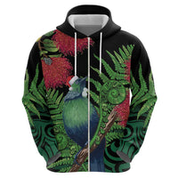 New Zealand Tui Bird Christmas Hoodie Maori Fern Mix Pohotukawa LT14 - Polynesian Pride