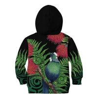 New Zealand Tui Bird Christmas Kid Hoodie Maori Fern Mix Pohotukawa LT14 - Polynesian Pride