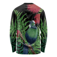 New Zealand Tui Bird Christmas Long Sleeve Shirt Maori Fern Mix Pohotukawa LT14 - Polynesian Pride