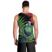 New Zealand Tui Bird Christmas Men Tank Top Maori Fern Mix Pohotukawa LT14 - Polynesian Pride