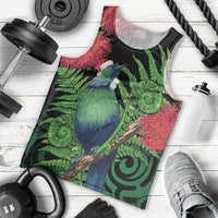 New Zealand Tui Bird Christmas Men Tank Top Maori Fern Mix Pohotukawa LT14 - Polynesian Pride