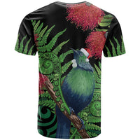 New Zealand Tui Bird Christmas T Shirt Maori Fern Mix Pohotukawa LT14 - Polynesian Pride