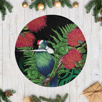 New Zealand Tui Bird Christmas Tree Skirt Maori Fern Mix Pohotukawa LT14 Casual Black - Polynesian Pride