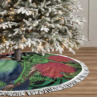 New Zealand Tui Bird Christmas Tree Skirt Maori Fern Mix Pohotukawa LT14 - Polynesian Pride