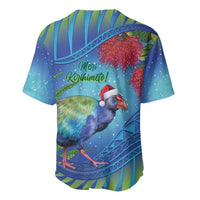 New Zealand Takahe Christmas Baseball Jersey Maori Fern Mix Pohotukawa LT14 - Polynesian Pride