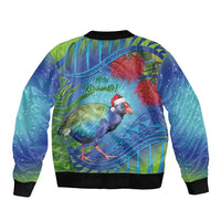 New Zealand Takahe Christmas Bomber Jacket Maori Fern Mix Pohotukawa LT14 - Polynesian Pride