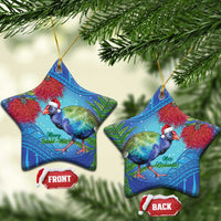New Zealand Takahe Christmas Ceramic Ornament Maori Fern Mix Pohotukawa LT14 Star Blue - Polynesian Pride