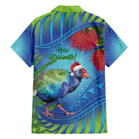 New Zealand Takahe Christmas Family Matching Off The Shoulder Long Sleeve Dress and Hawaiian Shirt Maori Fern Mix Pohotukawa LT14 - Polynesian Pride