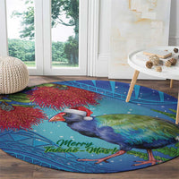 New Zealand Takahe Christmas Round Carpet Maori Fern Mix Pohotukawa LT14 - Polynesian Pride