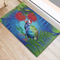 New Zealand Takahe Christmas Rubber Doormat Maori Fern Mix Pohotukawa LT14 - Polynesian Pride