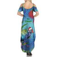 New Zealand Takahe Christmas Summer Maxi Dress Maori Fern Mix Pohotukawa LT14 - Polynesian Pride
