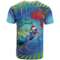 New Zealand Takahe Christmas T Shirt Maori Fern Mix Pohotukawa LT14 - Polynesian Pride