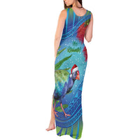New Zealand Takahe Christmas Tank Maxi Dress Maori Fern Mix Pohotukawa LT14 - Polynesian Pride