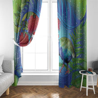 New Zealand Takahe Christmas Window Curtain Maori Fern Mix Pohotukawa LT14 - Polynesian Pride