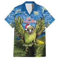 Personalised Jumping Kakapo Christmas Family Matching Short Sleeve Bodycon Dress and Hawaiian Shirt New Zealand Fern - Starry Night Style LT14 Dad's Shirt - Short Sleeve Green - Polynesian Pride