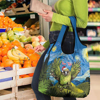 Personalised Jumping Kakapo Christmas Grocery Bag New Zealand Fern - Starry Night Style LT14 - Polynesian Pride