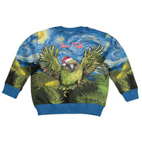 Personalised Jumping Kakapo Christmas Kid Ugly Christmas Sweater New Zealand Fern - Starry Night Style LT14 - Polynesian Pride