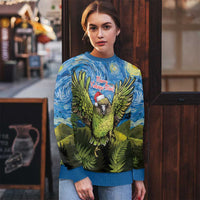 Personalised Jumping Kakapo Christmas Ugly Christmas Sweater New Zealand Fern - Starry Night Style LT14 - Polynesian Pride