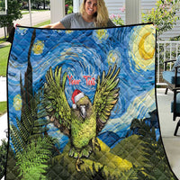 Personalised Jumping Kakapo Christmas Quilt New Zealand Fern - Starry Night Style LT14 Green - Polynesian Pride